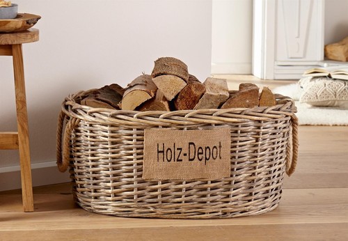 Feuerholz korb weide im - feuerholz,